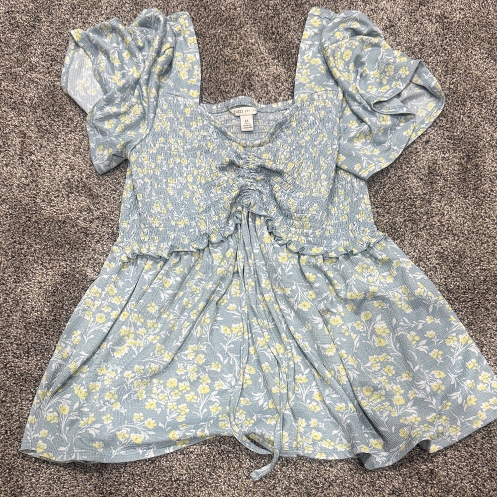 Cato Blue and Yellow Floral Blouse